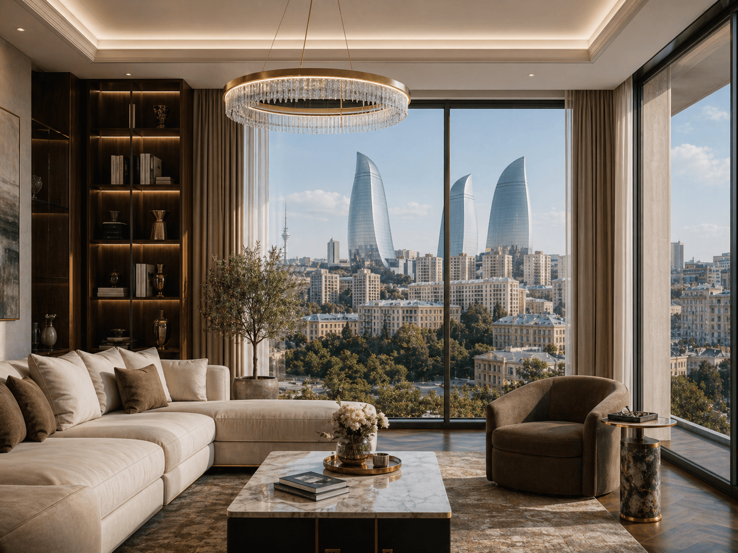 Bakı mənzərəsi olan premium mənzil interyeri